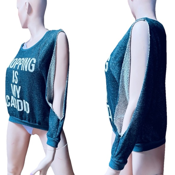 SHOPPING is my CARDIO Split SLEEVE SWEATSHIRT M - Picture 7 of 16